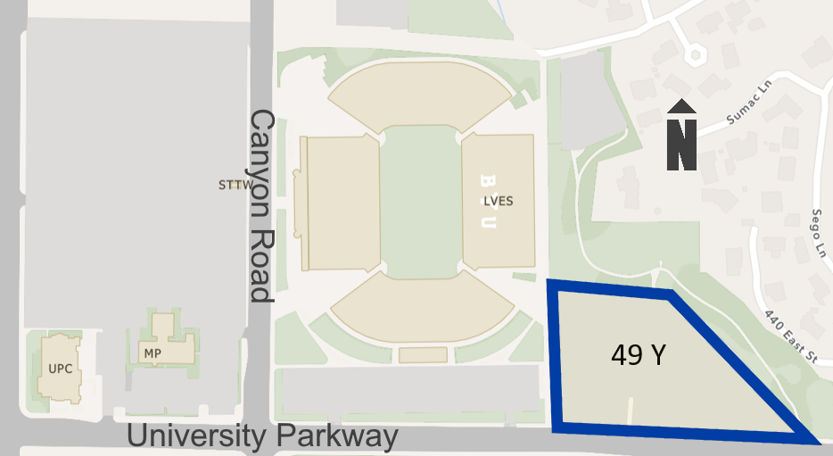 Map of lot 49Y relative to the stadium